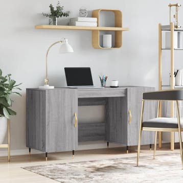 vidaXL Bureau 140x50x75 cm bewerkt hout grijs sonoma, Verzenden