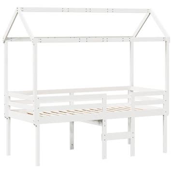 vidaXL Hoogslaper met dak massief grenenhout wit 90x200 cm, Verzenden, Nieuw