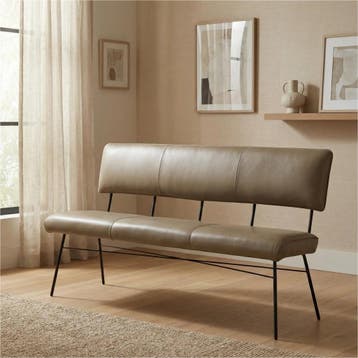 Leren eetkamerbank Solid - Granada Taupe (taupe/bruin) -, Ophalen of Verzenden, Nieuw, Bruin, Leer