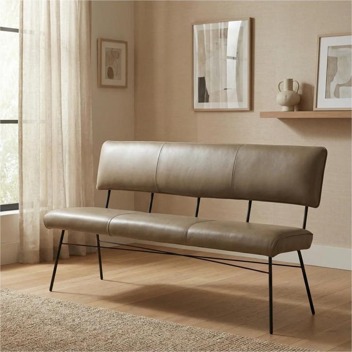 Leren eetkamerbank Solid - Granada Taupe (taupe/bruin) -, Maison & Meubles, Chaises, Enlèvement ou Envoi