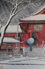Snow at Kiyomizu Hall, Ueno - Kawase Hasui  (1883-1957)