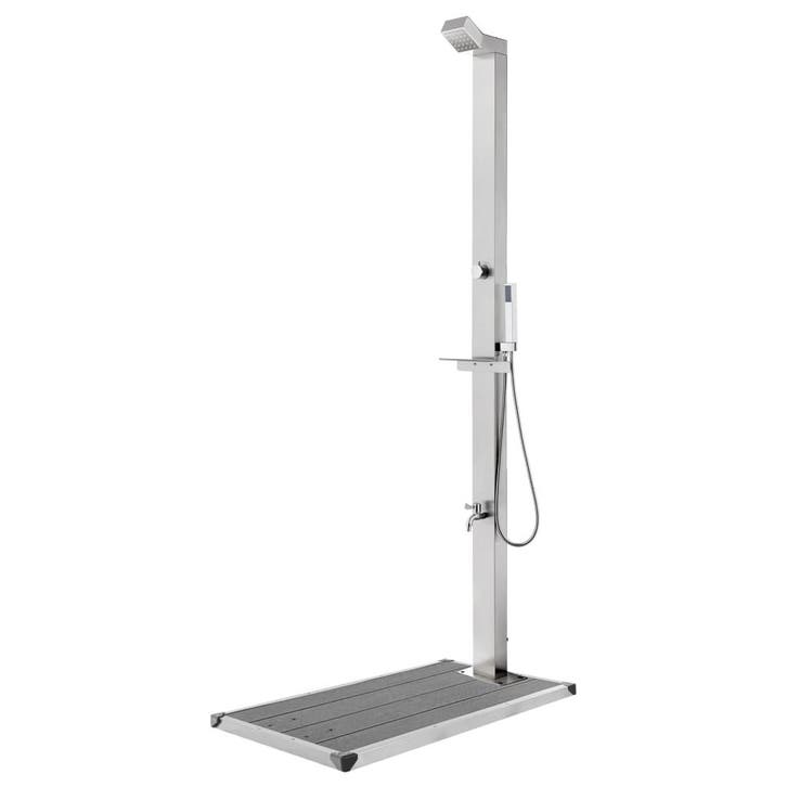vidaXL Buitendouche met grijze basis 225 cm roestvrij staal, Tuin en Terras, Zwembaden, Nieuw, Verzenden