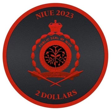 Niue. 2 Dollars 2023 - Lucky Clover Black Platinum Cyber Red