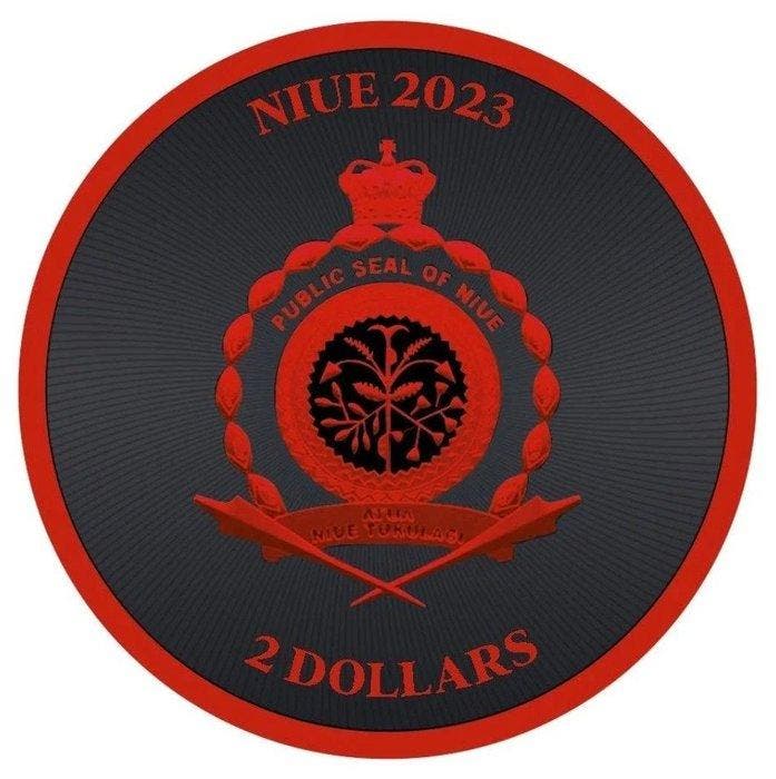 Niue. 2 Dollars 2023 - Lucky Clover Black Platinum Cyber Red, Postzegels en Munten, Munten | Europa | Niet-Euromunten