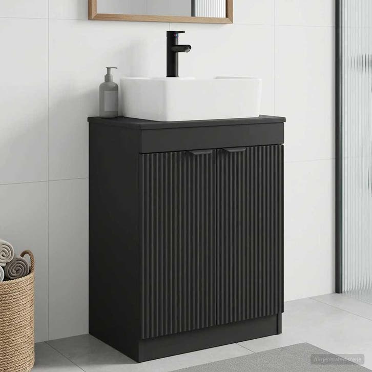 vidaXL Badkamer Vanity met Wastafel Zwart 54 x 35 x 83 cm, Huis en Inrichting, Tafels | Kaptafels, Nieuw, Verzenden