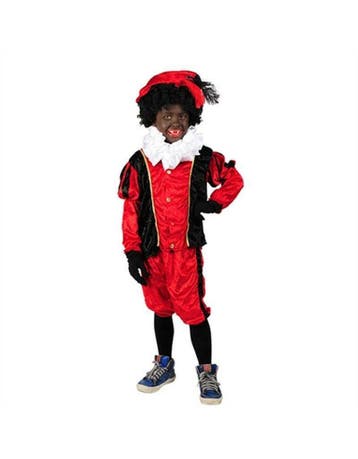 Kostuum Zwarte Piet kind rood zwart, Ophalen of Verzenden, Nieuw