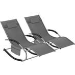 tectake Ligstoel Taya, ergonomisch, schommelfunctie - grijs,, Tuin en Terras, Tuinsets en Loungesets, Verzenden, Nieuw