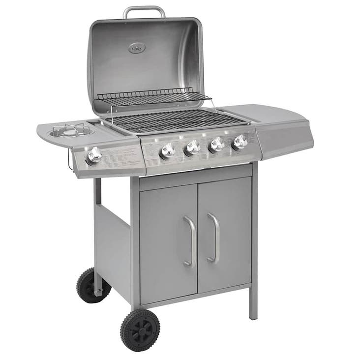 vidaXL Gasbarbecue 4+1 kookzone zilver, Electroménager, Électroménager & Équipement Autre, Envoi