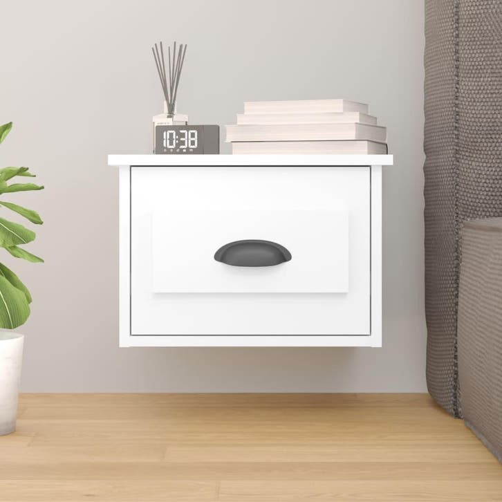 vidaXL Nachtkastje wandgemonteerd 41,5x36x28 cm wit, Huis en Inrichting, Slaapkamer | Nachtkastjes, Nieuw, Verzenden