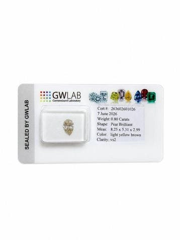 1 pcs Diamant (Natuurlijk gekleurd) - 0.80 ct - Peer - Light, Bijoux, Sacs & Beauté, Pierres précieuses
