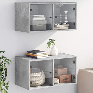 vidaXL Wandkasten met glazen deuren 2 st 68,5x37x35 cm, Verzenden, Nieuw