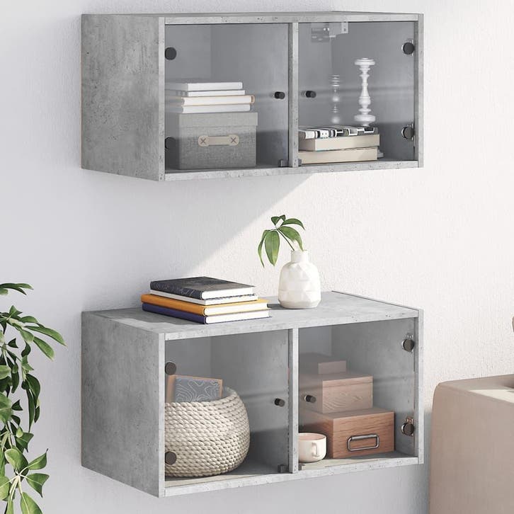vidaXL Wandkasten met glazen deuren 2 st 68,5x37x35 cm, Huis en Inrichting, Kasten | Overige, Nieuw, Verzenden