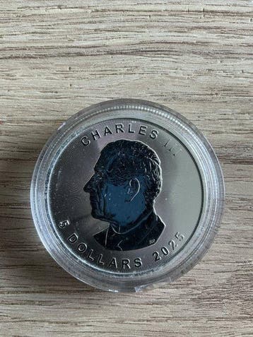 Canada. 5 Dollars 2025, Maple Leaf - Burning Bitcoin, 1 Oz