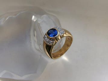 Zilver, Sapphire - Ring - Art Deco-stijl