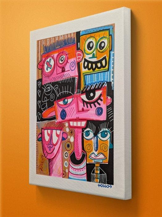 Denis OSSO (1965) - Who’s the Boss - unique original - sur, Antiek en Kunst, Kunst | Schilderijen | Modern