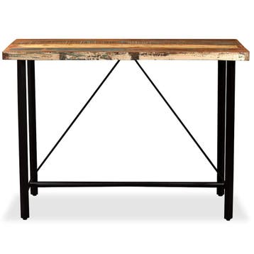 vidaXL Barset massief gerecycled hout en echt leer 5-delig, Verzenden, Nieuw