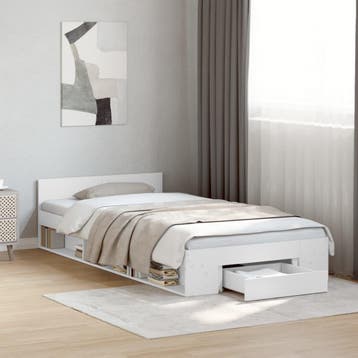 vidaXL Bedframe met lade bewerkt hout wit 90x200 cm, Verzenden, Nieuw