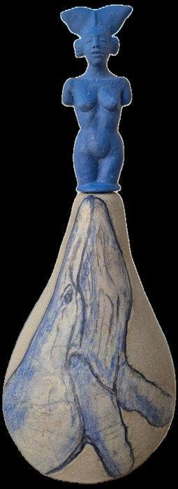 Eugenia Piacentini - Jarrón con tapa escultórica - ballena, Antiquités & Art, Art | Objets design