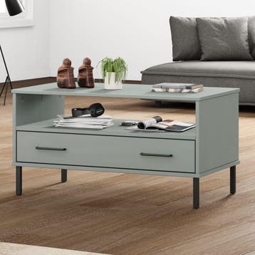 vidaXL Salontafel met metalen poten OSLO 85x50x45 cm hout, Verzenden, Nieuw