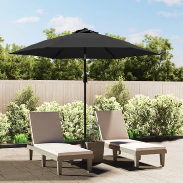 vidaXL Parasol met LED-verlichting en stalen paal 300 cm, Verzenden