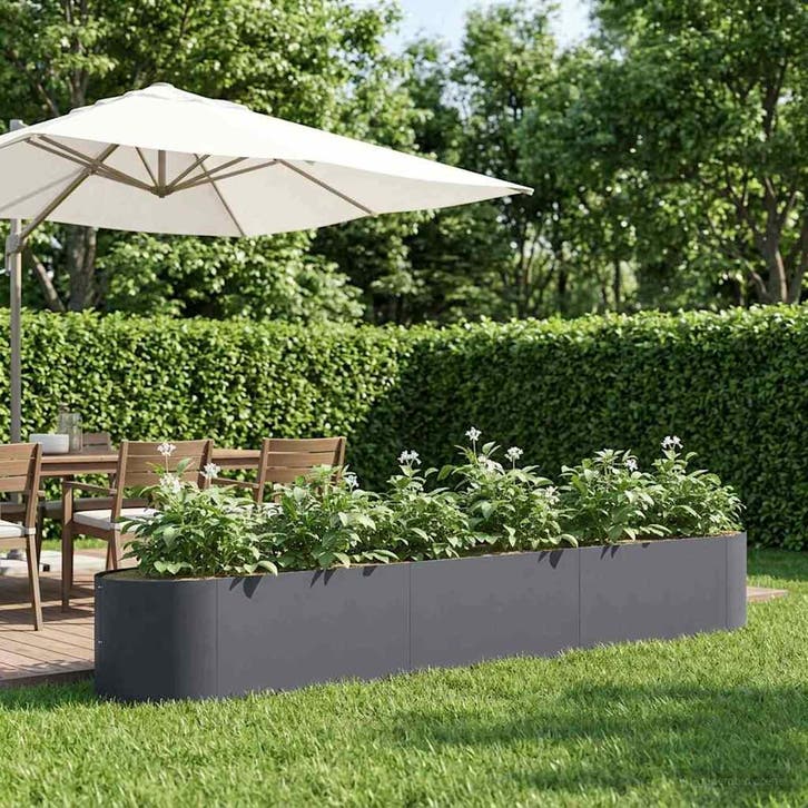 vidaXL Verhoogde Tuinbak Antracietkleurig 300 x 40 x 40 cm, Tuin en Terras, Bloempotten, Nieuw, Verzenden