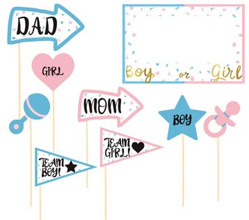 Gender Reveal Photo Booth Set 8 delig, Verzenden, Nieuw