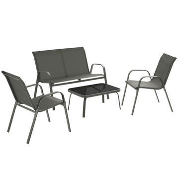 Zitgroep Nora voor 4 personen, textilene-weefsel - antraciet, Tuin en Terras, Verzenden, Nieuw