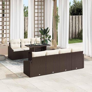 vidaXL Tuinbank Set 8 st Bruin poly rattan, Verzenden