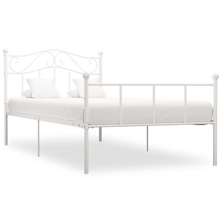 vidaXL Bedframe metaal wit 90x200 cm, Huis en Inrichting, Slaapkamer | Bedden, Nieuw, Verzenden