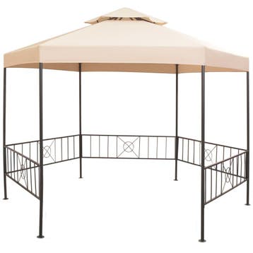 vidaXL Tuinprieel 323x265 cm hexagonaal beige, Tuin en Terras, Verzenden, Nieuw