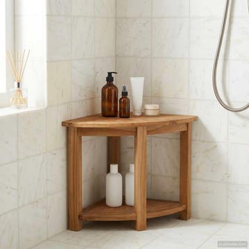 vidaXL Badkamer Zijtafel Naturel 45 x 45 x 46 cm Massief, Verzenden, Nieuw