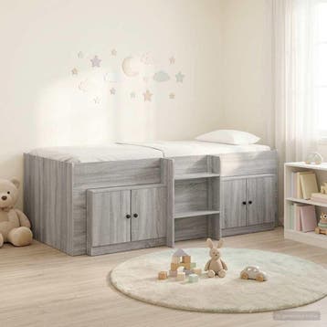 vidaXL Loft Bed Frame met Kast 3 st Grijs Sonoma Bewerkt, Huis en Inrichting, Verzenden, Nieuw