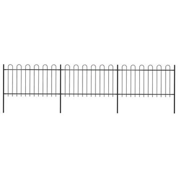 vidaXL Tuinhek met ringtop staal 537x100 cm zwart, Verzenden, Nieuw