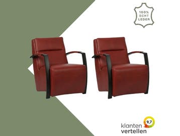 Set van 2 Leren fauteuils Arrival - Granada Rouge (rood), Ophalen of Verzenden