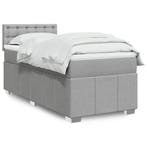 vidaXL Boxspring met matras stof lichtgrijs 90x200 cm, Verzenden