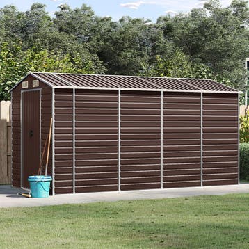 vidaXL Tuinhuis Bruin 191x385x198 cm Gegalvaniseerd Staal, Verzenden, Nieuw