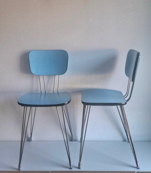 SIF - Chaise - Eiffel 1950s - Acier, Bois, Chromé(e), PVC -, Antiquités & Art, Art | Objets design
