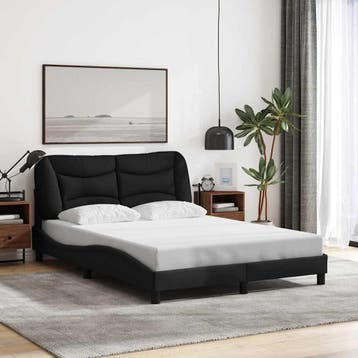 vidaXL Bedframe zonder matras Hvar stof zwart 140x200 cm, Verzenden, Nieuw