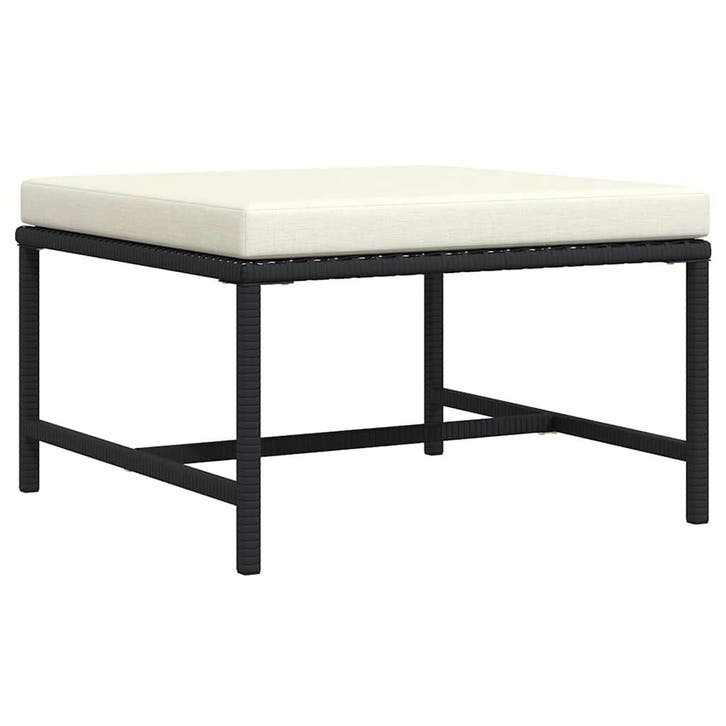 vidaXL Voetensteun sectioneel met kussen poly rattan zwart, Tuin en Terras, Tuinsets en Loungesets, Nieuw, Verzenden