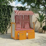 vidaXL Strandstoel met kussens poly rattan en hout rood en, Tuin en Terras, Verzenden, Nieuw