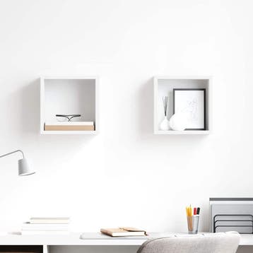 vidaXL Wandschappen kubus 2 st 26x15x26 cm wit, Huis en Inrichting, Verzenden, Nieuw