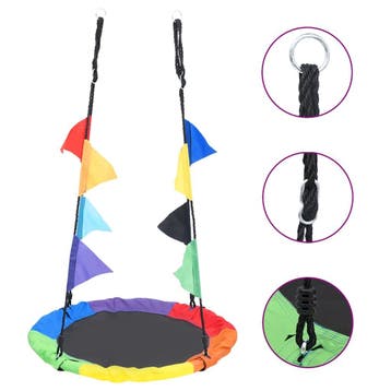 vidaXL Nestschommel met vlaggetjes 100 cm regenboogkleurig, Kinderen en Baby's, Speelgoed | Buiten | Speeltoestellen, Verzenden