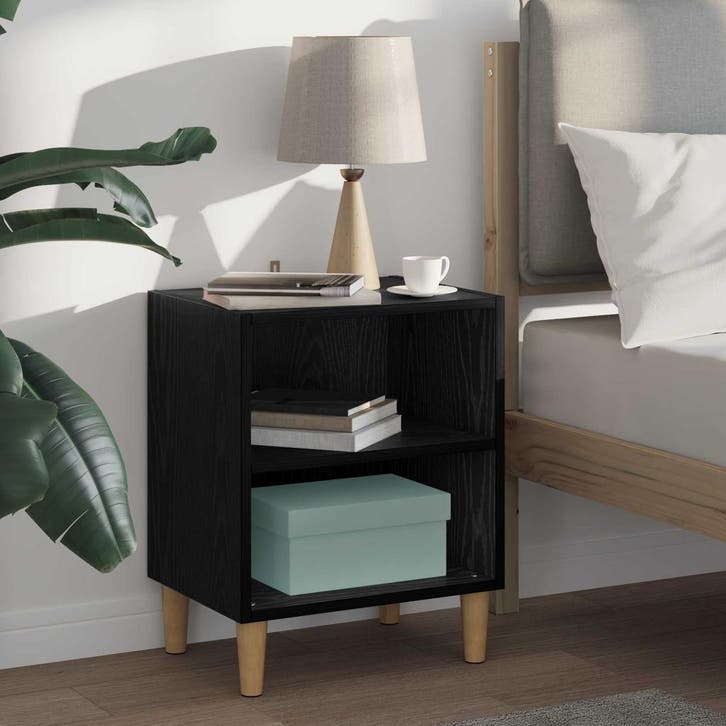 vidaXL Bedkast Zwart Eiken 40 x 30 x 50 cm Bewerkt hout, Huis en Inrichting, Slaapkamer | Nachtkastjes, Nieuw, Verzenden