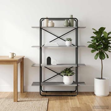 vidaXL Boekenplank 4-laags 100 x 35 x 140 cm PB Grijs Sonoma, Verzenden, Nieuw