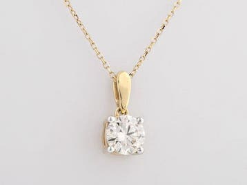 Halsketting - 14 karaat Geel goud - 1.09ct. tw. Diamant
