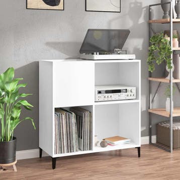 vidaXL Platenkast 84,5x38x89 cm bewerkt hout wit, Verzenden