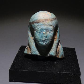 Oud-Egyptisch Faience Shabti-buste. 3 cm hoog. Laatste