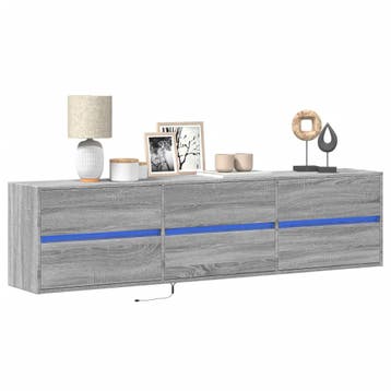 vidaXL Tv-wandmeubel met LED-verlichting 180x31x45 cm grijs, Huis en Inrichting, Kasten |Televisiemeubels, Verzenden, Nieuw