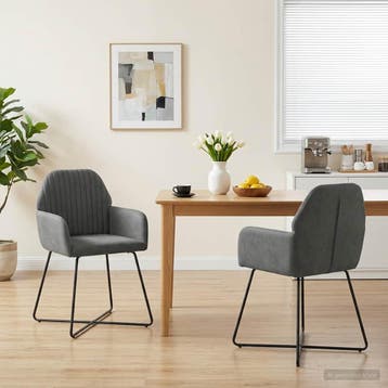 vidaXL Eetstoelen 2 st fluweel Donkergrijs 55 x 50 x 84 cm, Verzenden, Nieuw
