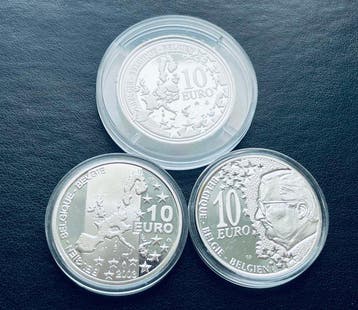 België. 10 Euro 2002/2005 (3 coins) Proof (Zonder
